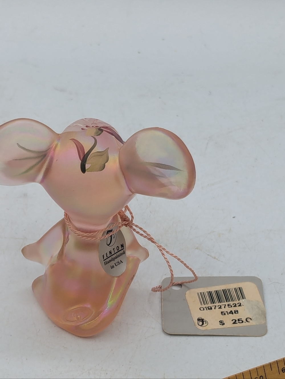 Fenton Art Glass Rosalene Iridescent Mouse Figurine Hand Painted Signed S. Allma - Picture 4 of 9